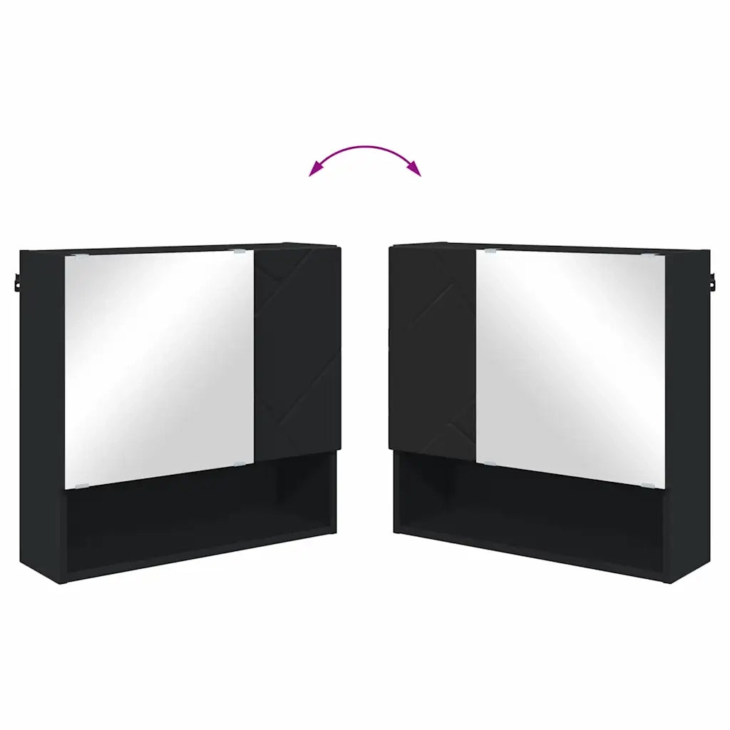 Mobiletto per Specchio | Armadio da bagno Nero 59 x 17 x 55 cm Legno multistrato