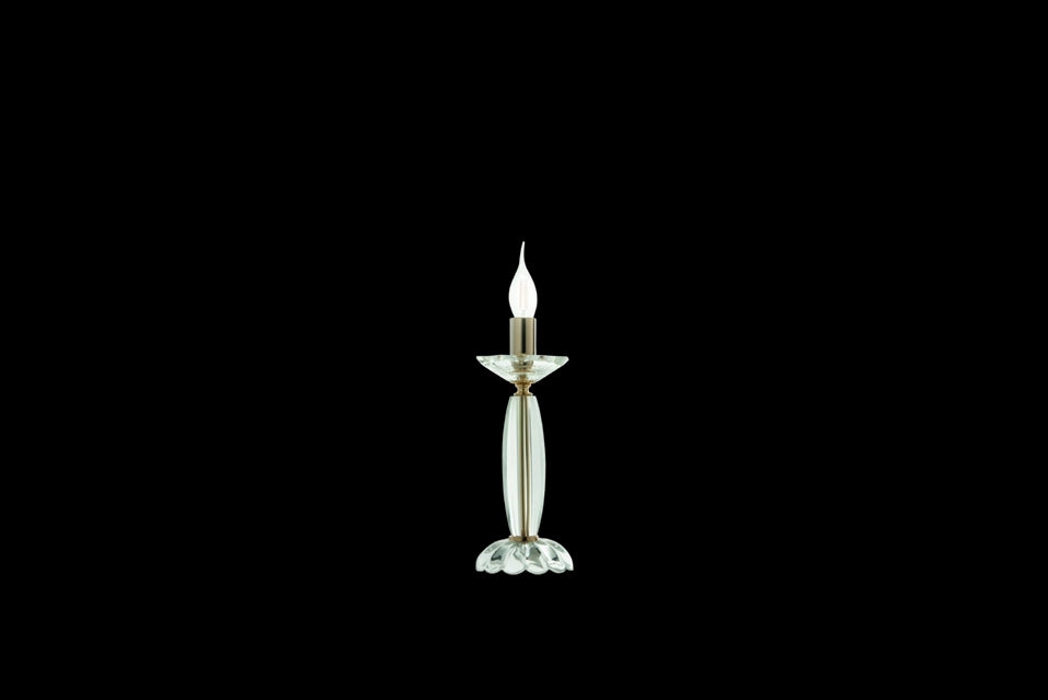 LUMETTO FIAMMA CRISTALLO E ORO 1 LUCE ATTACCO E14 H.32CM