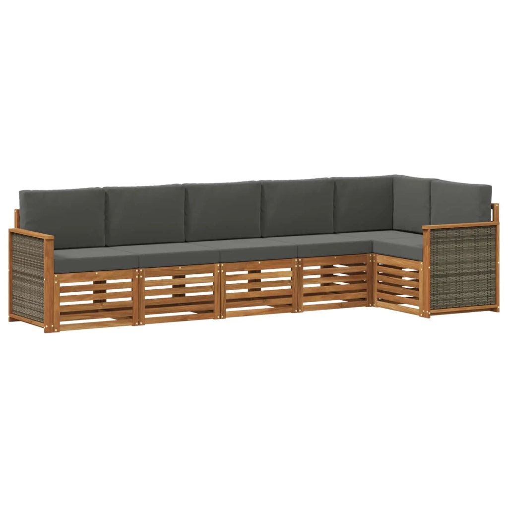 Set divano sezionale con cuscino 5 pcs Naturale e Antracite 3384408