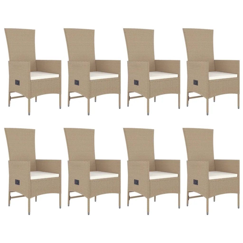Set da Pranzo da Giardino 9 pz con Cuscini Beige in Polyrattan 3157573