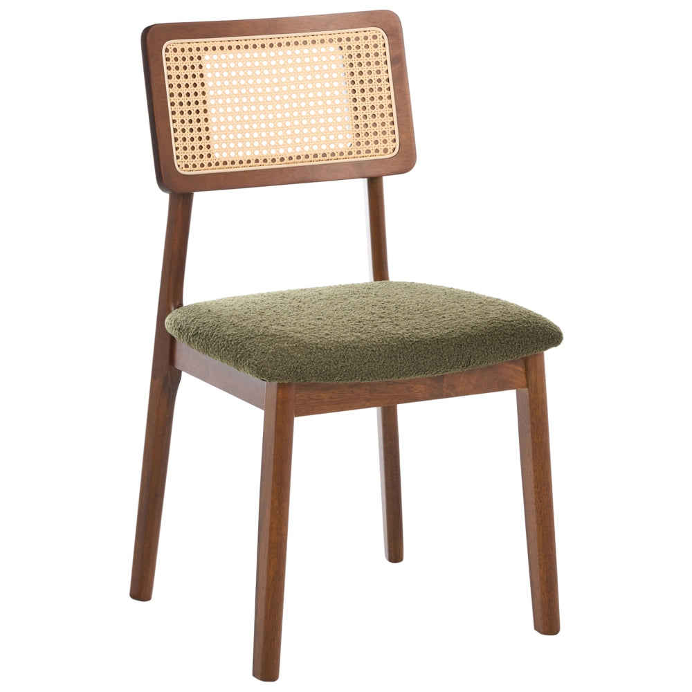 Set di 2 Sedie da Pranzo Marroni in Tessuto Bouclé con Seduta Imbottita Schienale in Tessuto e Struttura in Legno