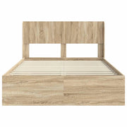 Letto matrimoniale | Letto per adulti | Struttura del letto con stoccaggio e testata Rovere Sonoma