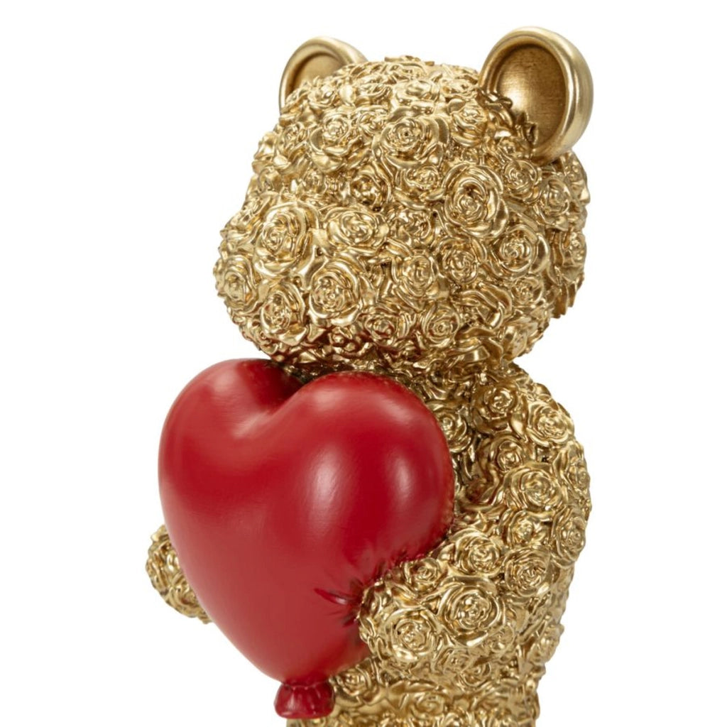 Scultura orsetto decorativo con cuore rosso