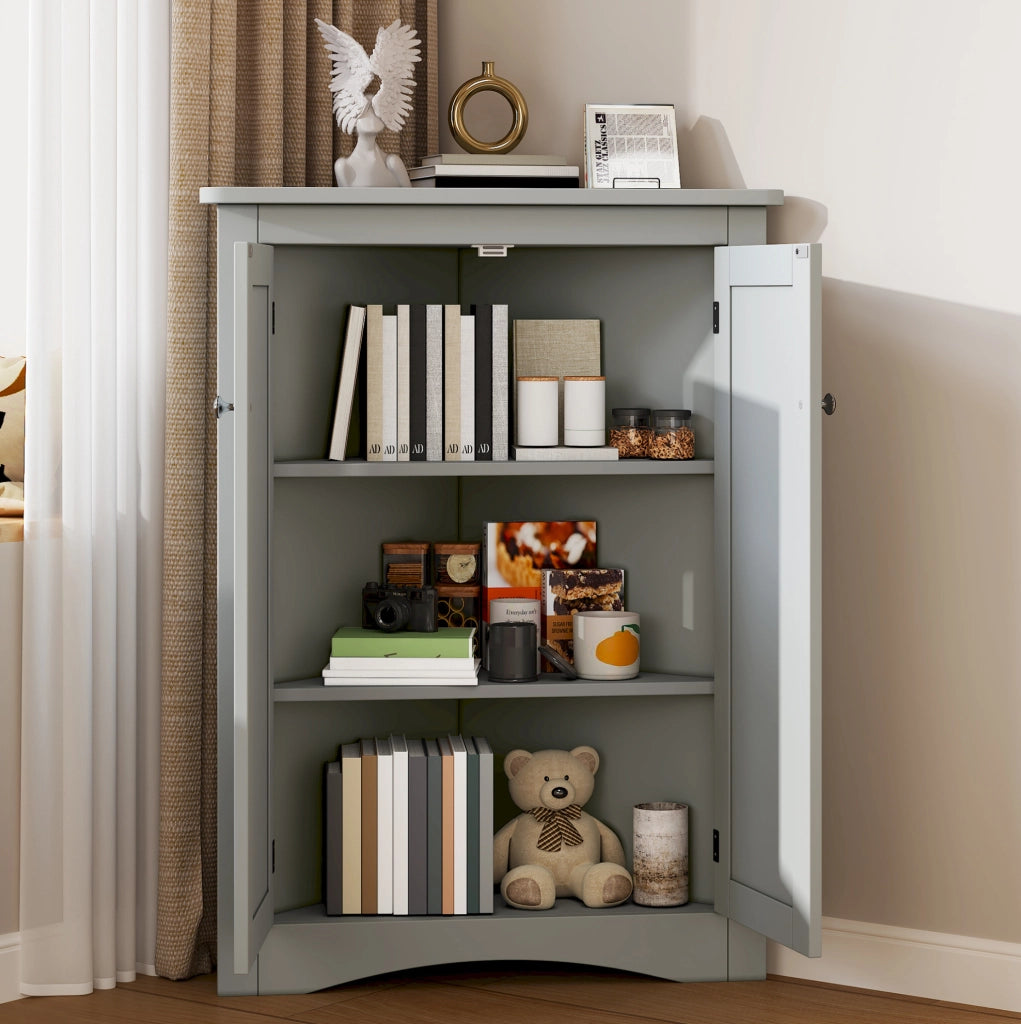 Mobile angolare da bagno grigio a 2 ante; 61;5 x 80 cm in MDF laccato