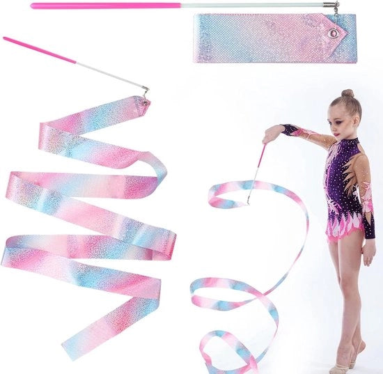 Set di danze ritmiche per bambini 2x2m con traverse rotanti in rosa per ginnastica, danza e allenamento, materiale in tessuto di cotone duraturo con effetto colori che cambiano