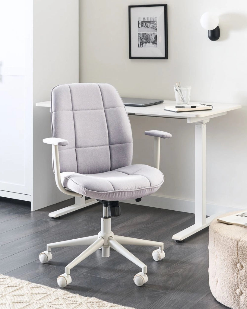 Sedia da ufficio in tessuto grigio girevole e regolabile in altezza con braccioli Casa Ufficio Studio Tradizionale Moderna