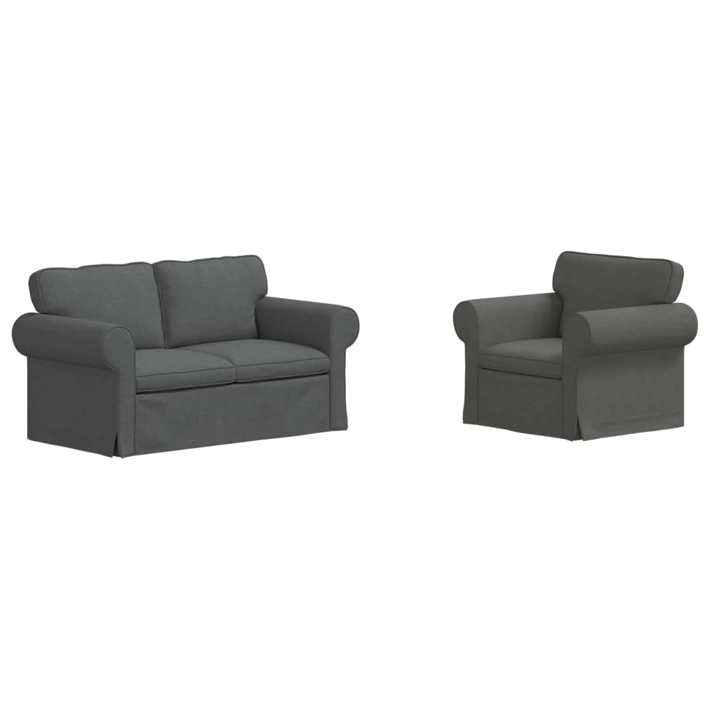 Set di divani 2 pcs Grigio scuro 155 x 82 x 80 cm Tessuto
