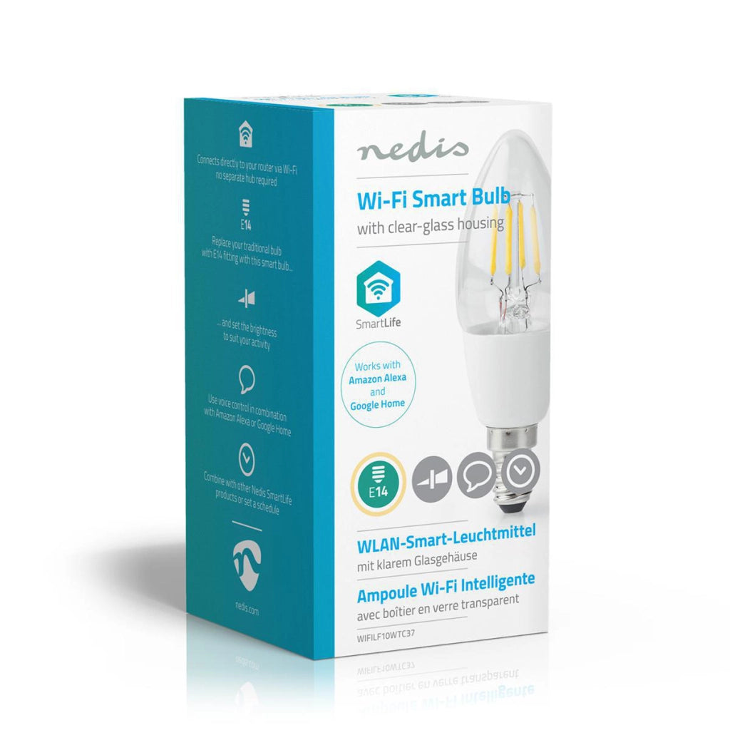 5W 400lm E14 Wi-Fi Connected Candela filamento lampadina Trasparente Nedis