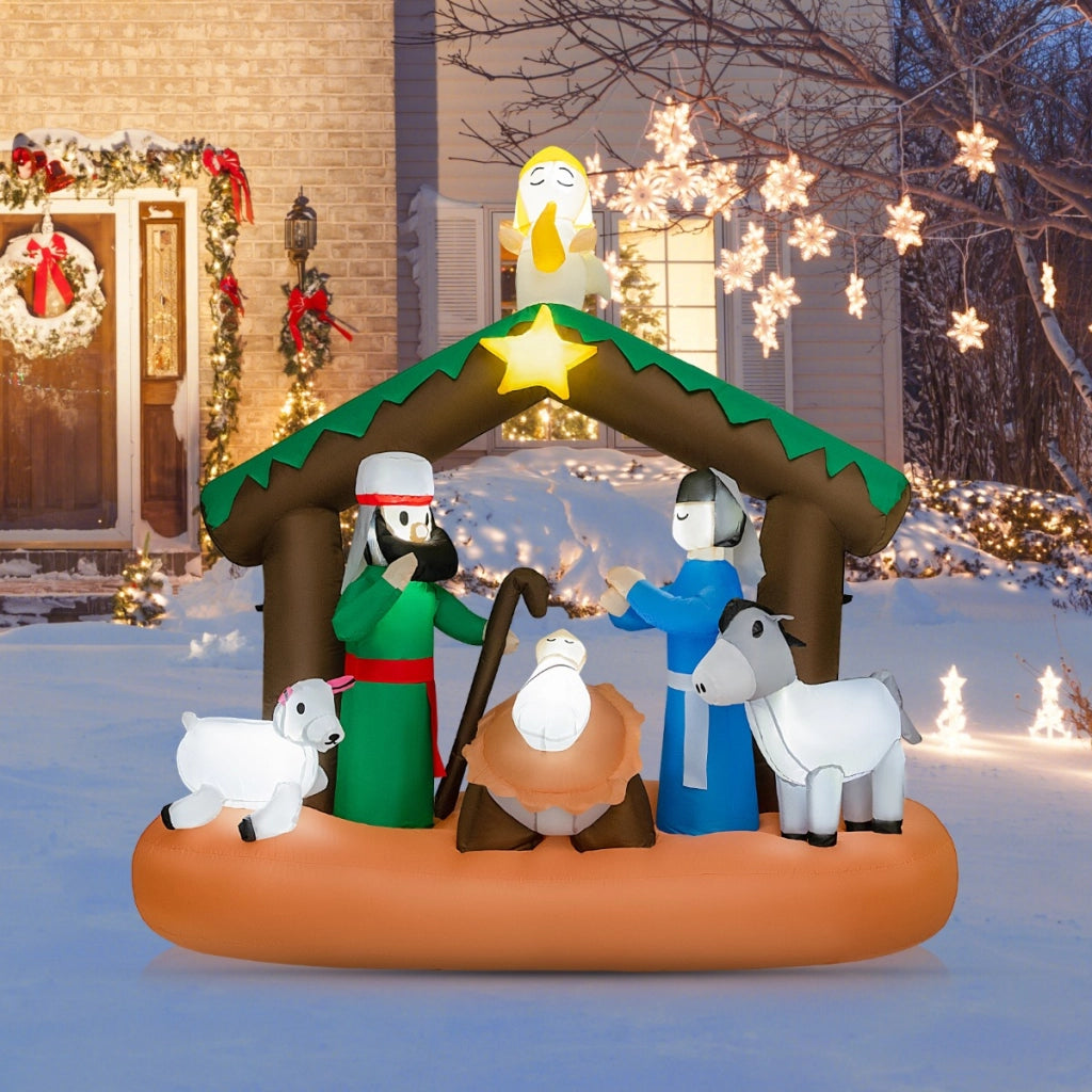 Decorazione natalizia gonfiabile della scena della nativit¨¤ da 180cm, Gonfiabile natalizio con luci LED incorporate-Gonfiabili natalizi