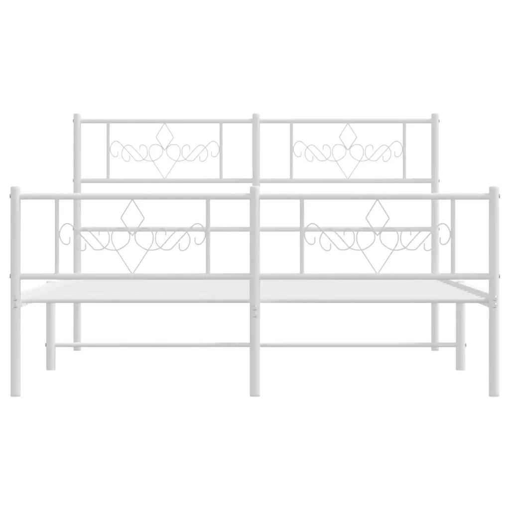 Giroletto con Testiera e Pediera-Struttura Letto Metallo Bianco 140x190 cm 718113