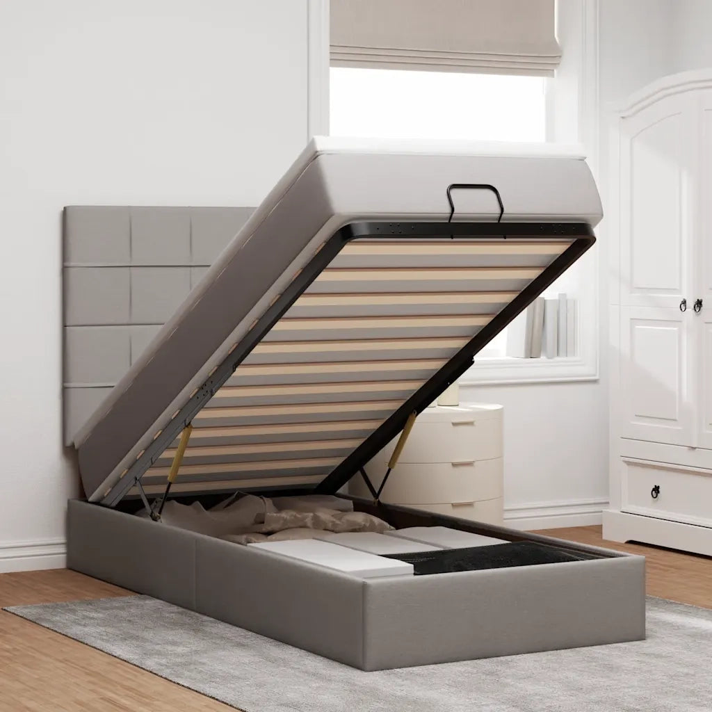 vidaXL Struttura Letto Pouf con Materasso Tortora 80x200 cm in Tessuto