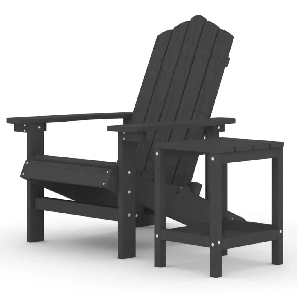 Sedia da Giardino con Tavolo Adirondack in HDPE Nero 3095701