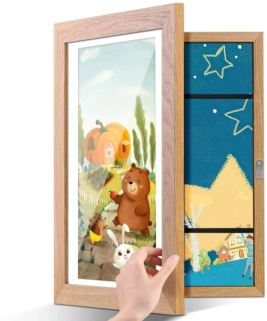 Scaffale per foto A3 - Opere d'arte per bambini - Legno e acrilico - 1 pezzo
