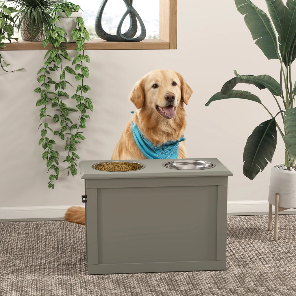 Portagamelle per Cani e Gatti ¨C Zephmum ¨C Legno Grigio 60x30x41 cm