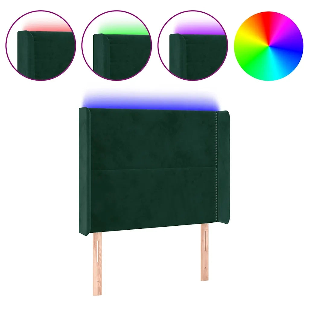 Testiera | Testata a LED Verde Scuro 103x16x118/128 cm in Velluto