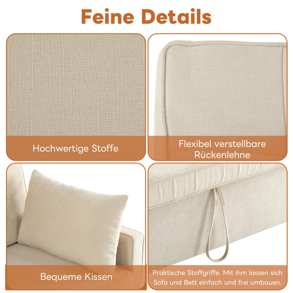 Divano Letto 2 Posti ¨C MINIMAL ¨C Tessuto Chenille, Schienale Regolabile