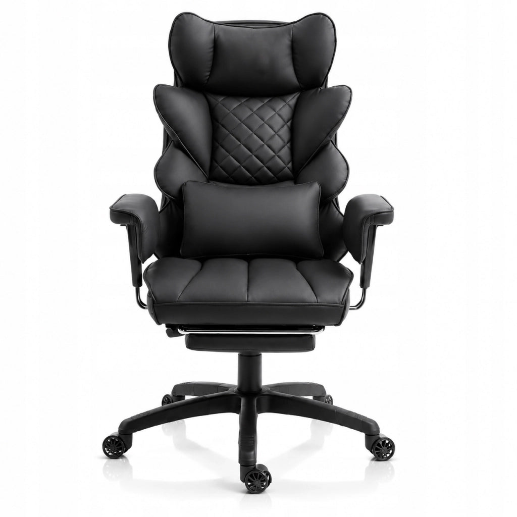 Sedia Gaming DOWINX Grigia in PU con Molle Insacchettate; Poggiapiedi e Schienale 90°-135°