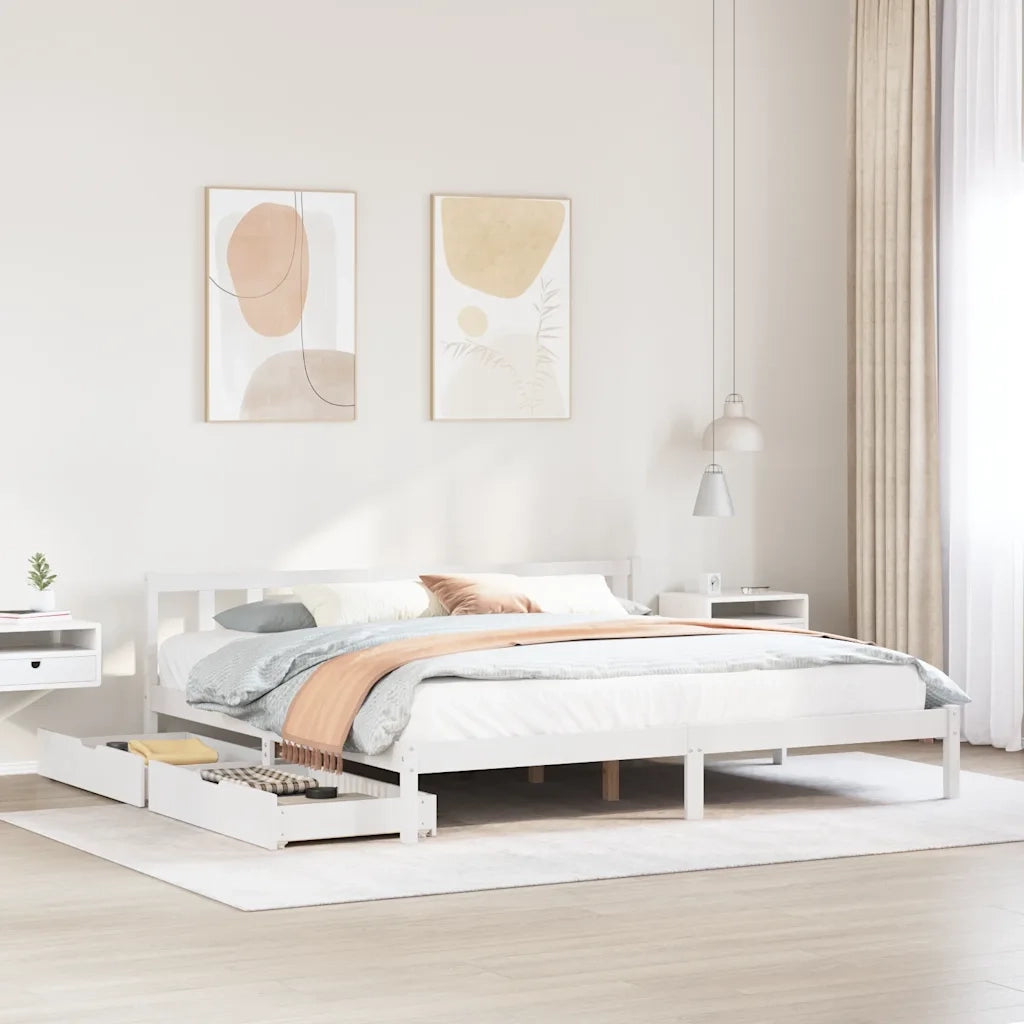 Letto senza Materasso Bianco 180x200 cm Legno Massello di Pino