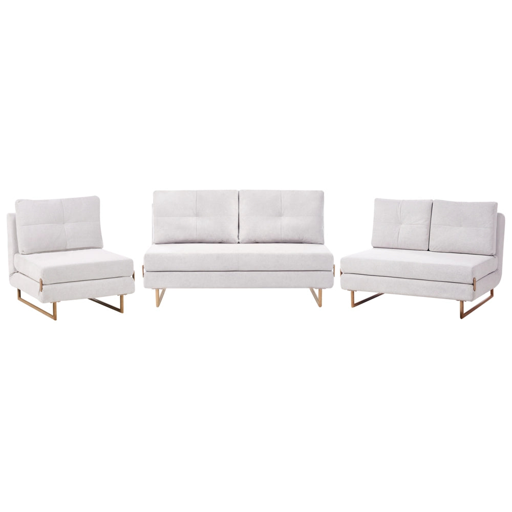 Set da salotto in tessuto bianco sporco 3 posti 2 posti e 1 posto a sedere per 6 persone Funzione letto pieghevole