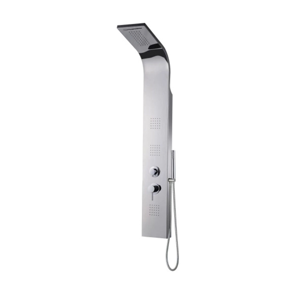 Colonna in acciaio anticalcare lucida con  getto a cascata Sphera