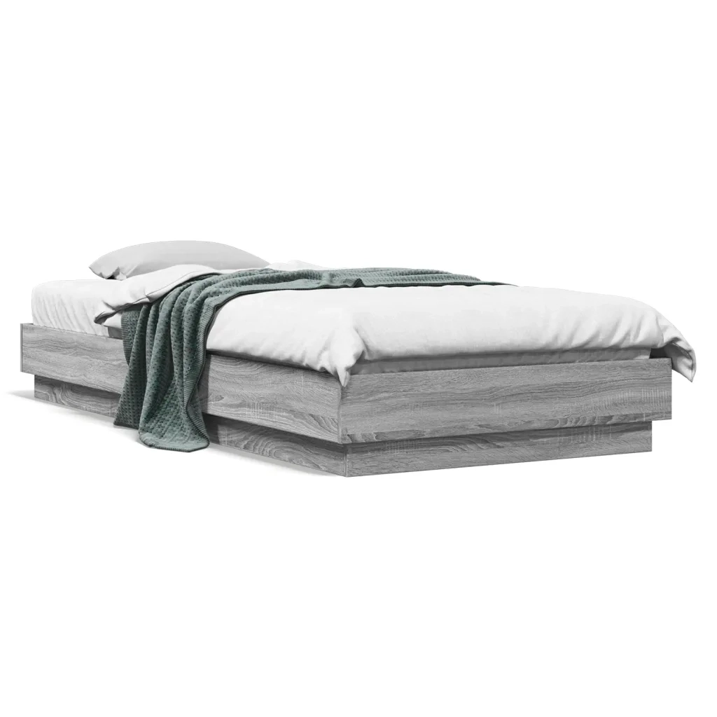 Giroletto con LED-Struttura Letto Grigio Sonoma 100x200 cm