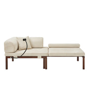 Letto estraibile singolo pieghevole in velluto con struttura in legno; senza materasso; beige
