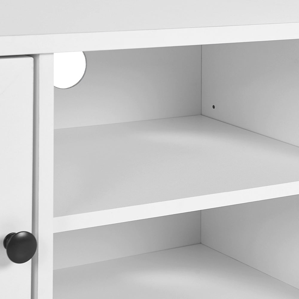 Mobile TV Bianco per TV Fino a 54ʺ Cassettiera Stile Rustico Scaffali Gestione Cavi Soggiorno