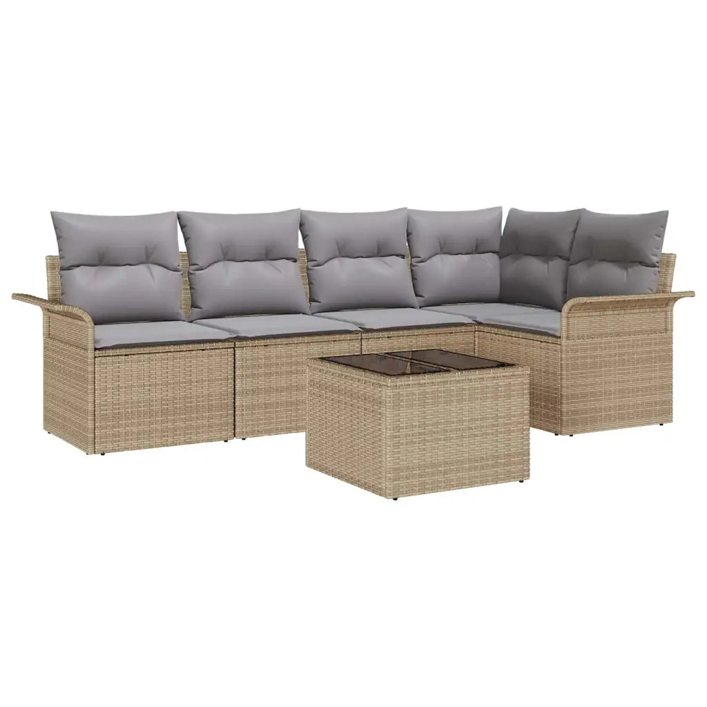 Set Divano da Giardino con cuscino 6 pcs Beige Poly Rattan 3354039