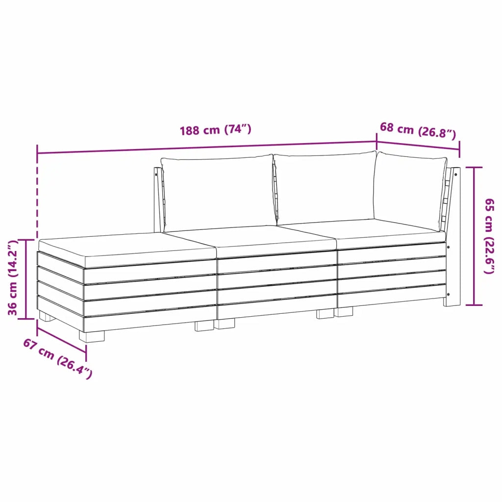 Set di divani da esterno-Sofa da giardino con cuscino 3 Pezzo Marrone 935563