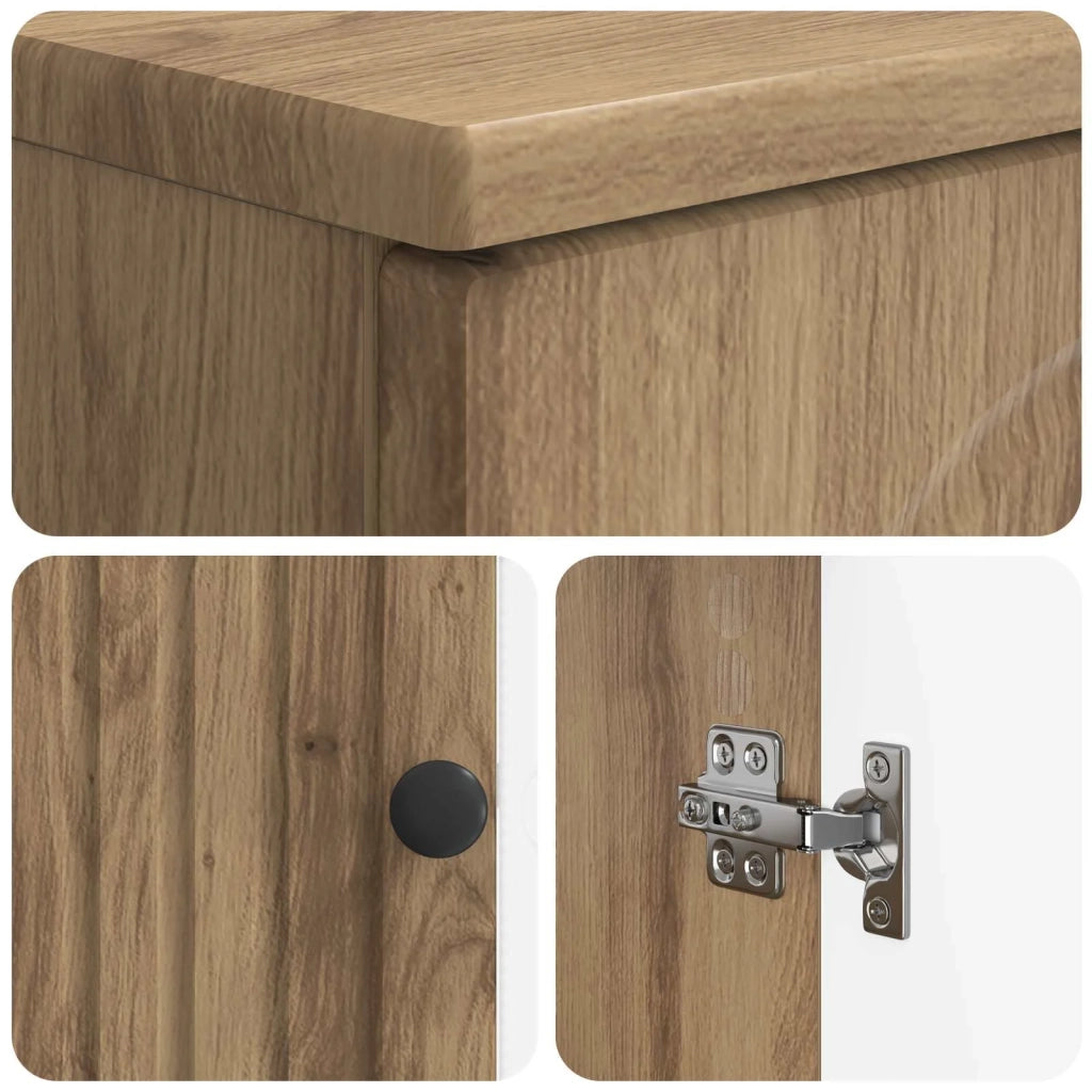 Armadio per Lavabo da Bagno ALKMAAR Rovere Artigianale 896134