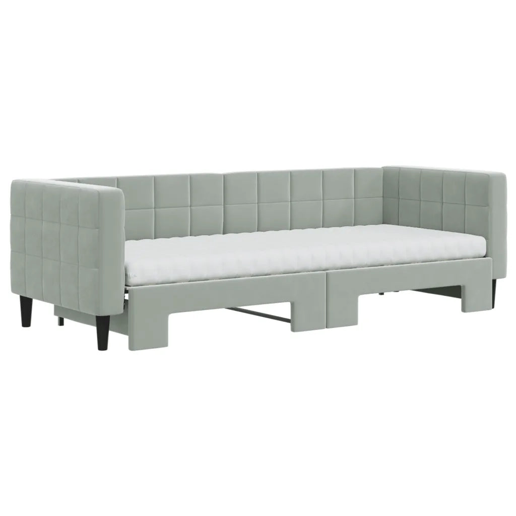 Divano Letto Estraibile Materassi Grigio Chiaro 80x200 Velluto 3196708