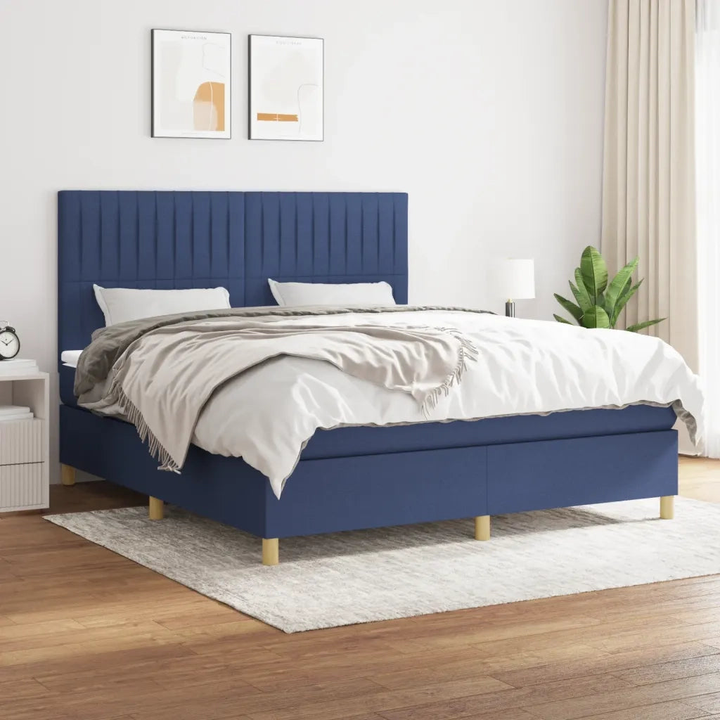 Giroletto a Molle con Materasso Blu 160x200 cm in Tessuto cod mxl 64265