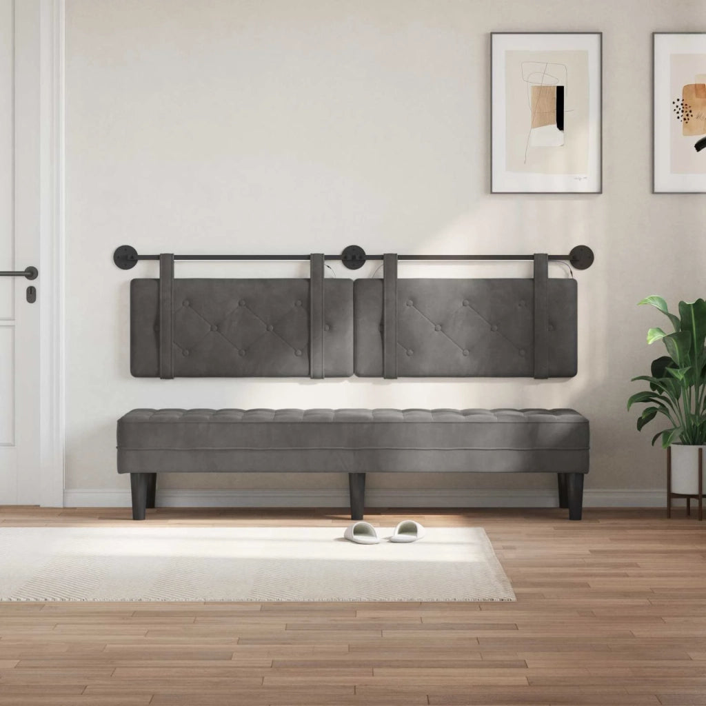 Testiera | Testata sospesa Con luce LED Grigio Scuro Velluto