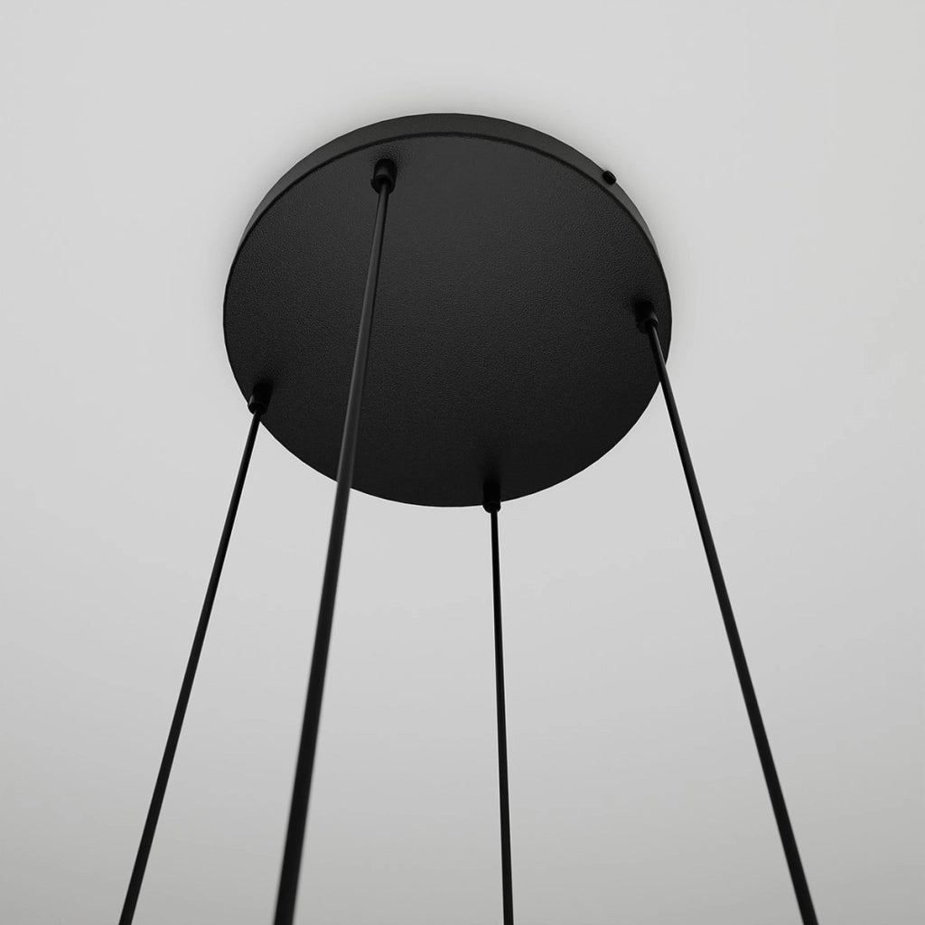 Lampada a sospensione Cosmo in acciaio nero e vetro