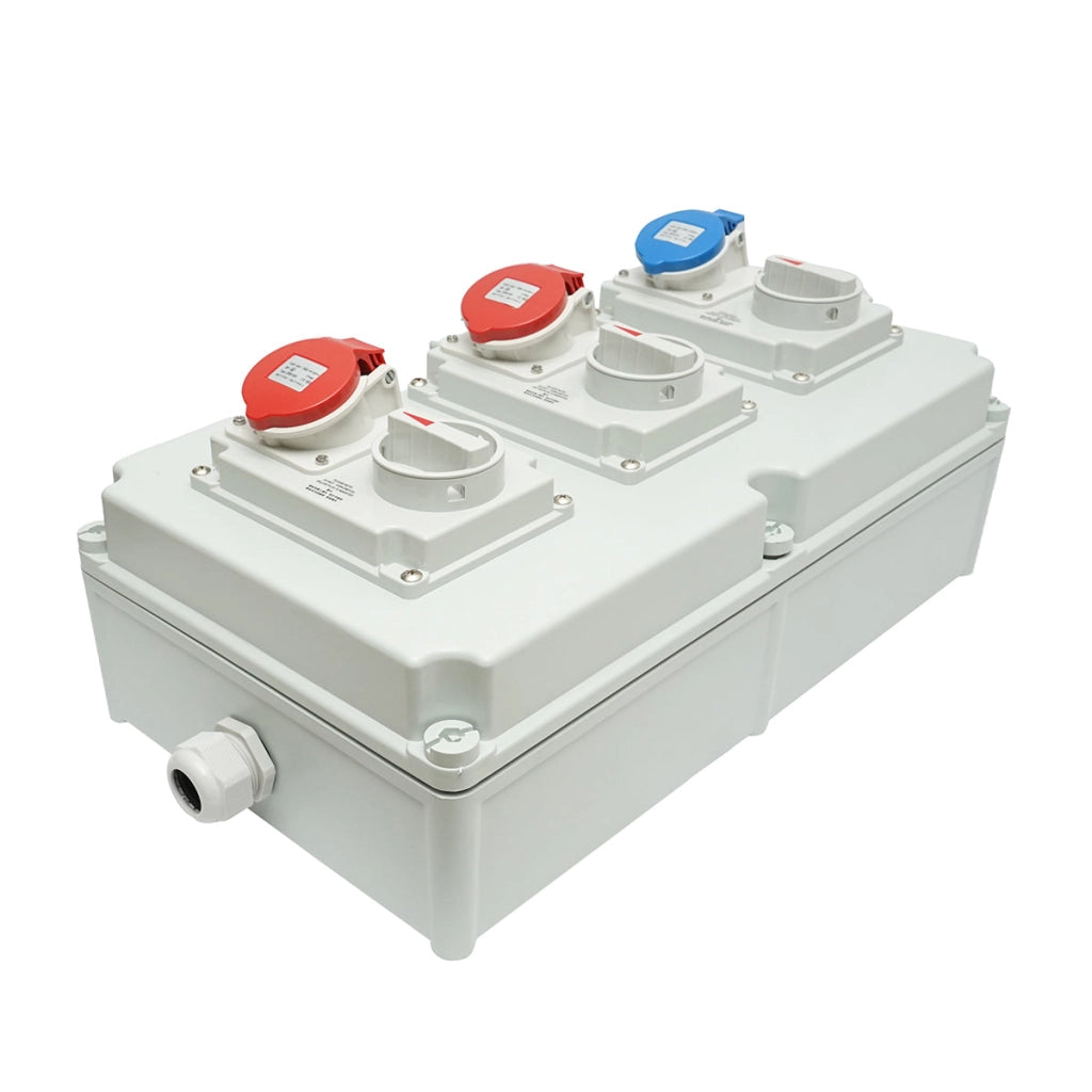 Pannello gruppo prese per organizzazione cantiere 2x415V/16A, 1x250V/16A, 520x300x160mm IP44/IP67 SUNTREE