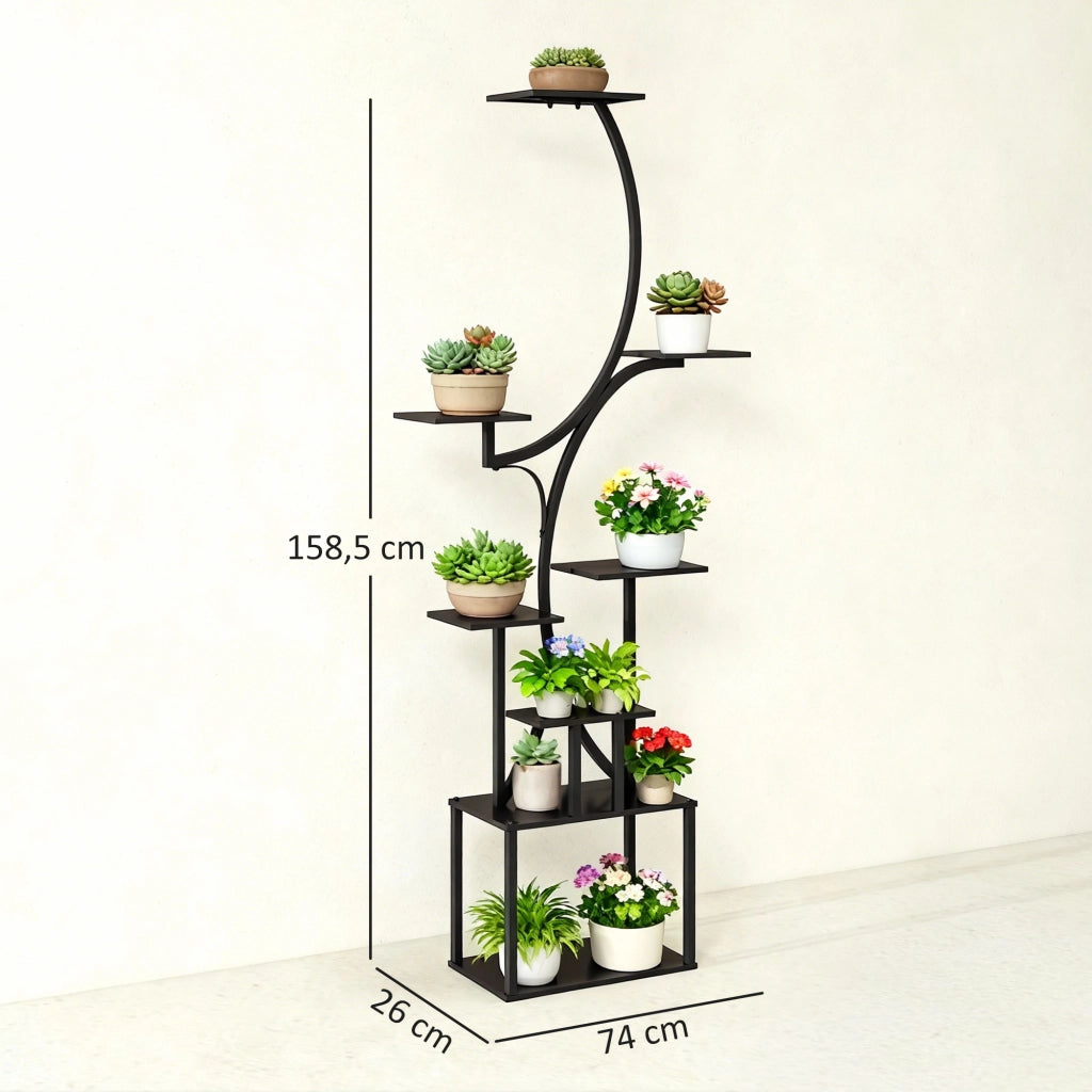 Scaffale a S 8 livelli per piante metallo ¨C zephmum ¨C 158.5 cm nero