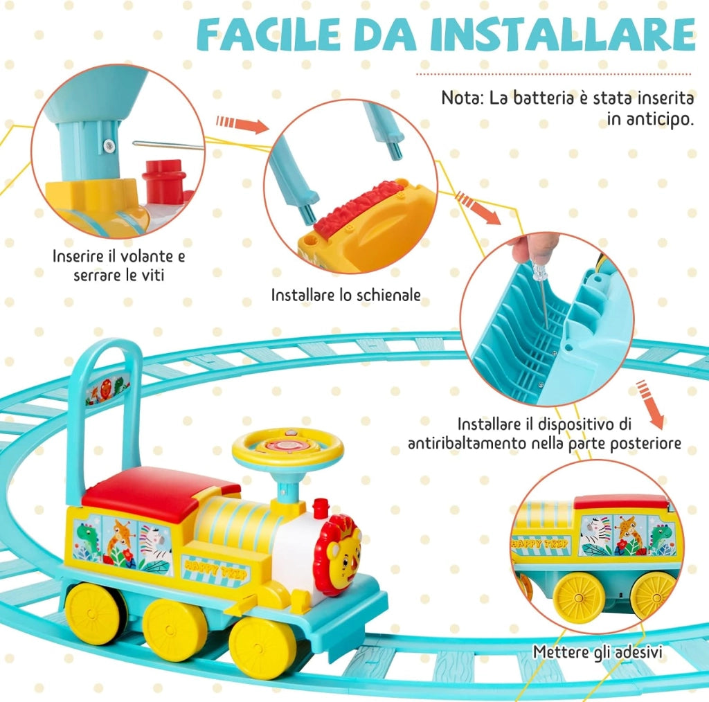 Trenino Elettrico per Bambini, Treno Giocattolo con 16 Pezzi di Binari, con Luci e Suoni, Scatola di Stoccaggio, Regalo per Bambini Anni 3+ (Blu)