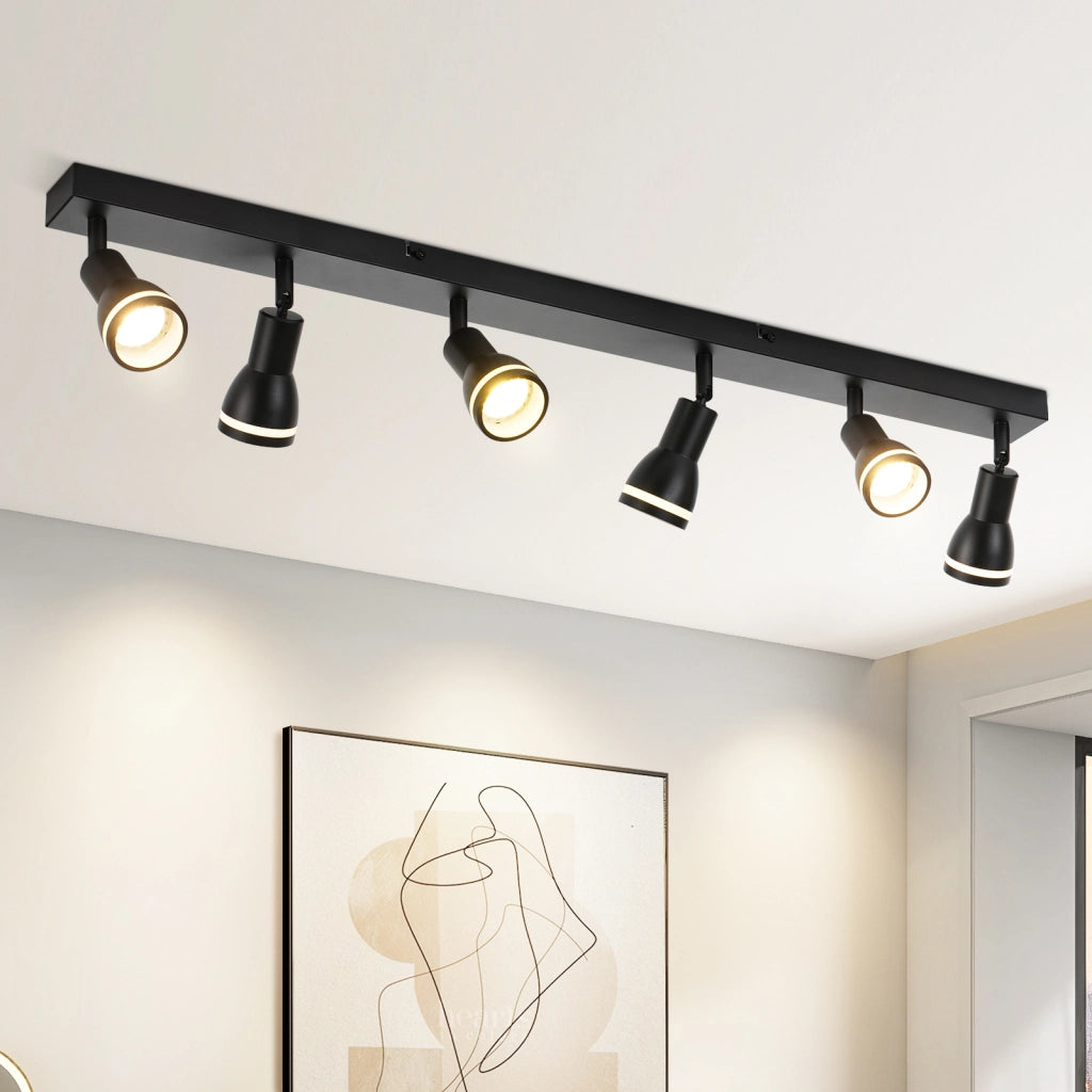 ZMH Faretto da soffitto neri 6 luci GU10 metallo orientabili per cucina ufficio soggiorno camera letto senza lampadina