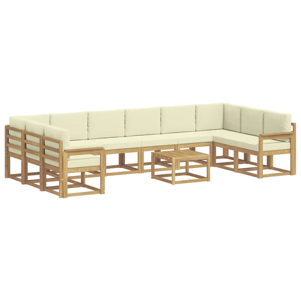 Set di divani da esterno con cuscino 11 pcs Bianco e Crema 3388314