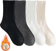Calze termici per donne | Calze caldi per inverno | Calze spesse a maglia | Colorati e comodi | Respiranti | Set da 4 pz.