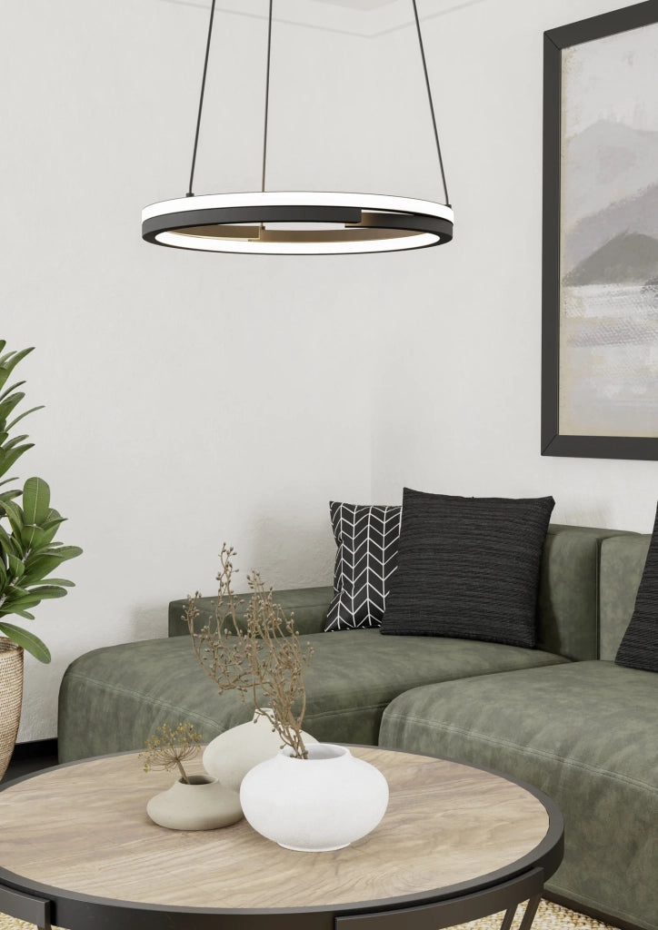 Lampadario Moderno Mezzomonte Alluminio Nero 2 Luci Led 40W 2220+2220Lm Ip20