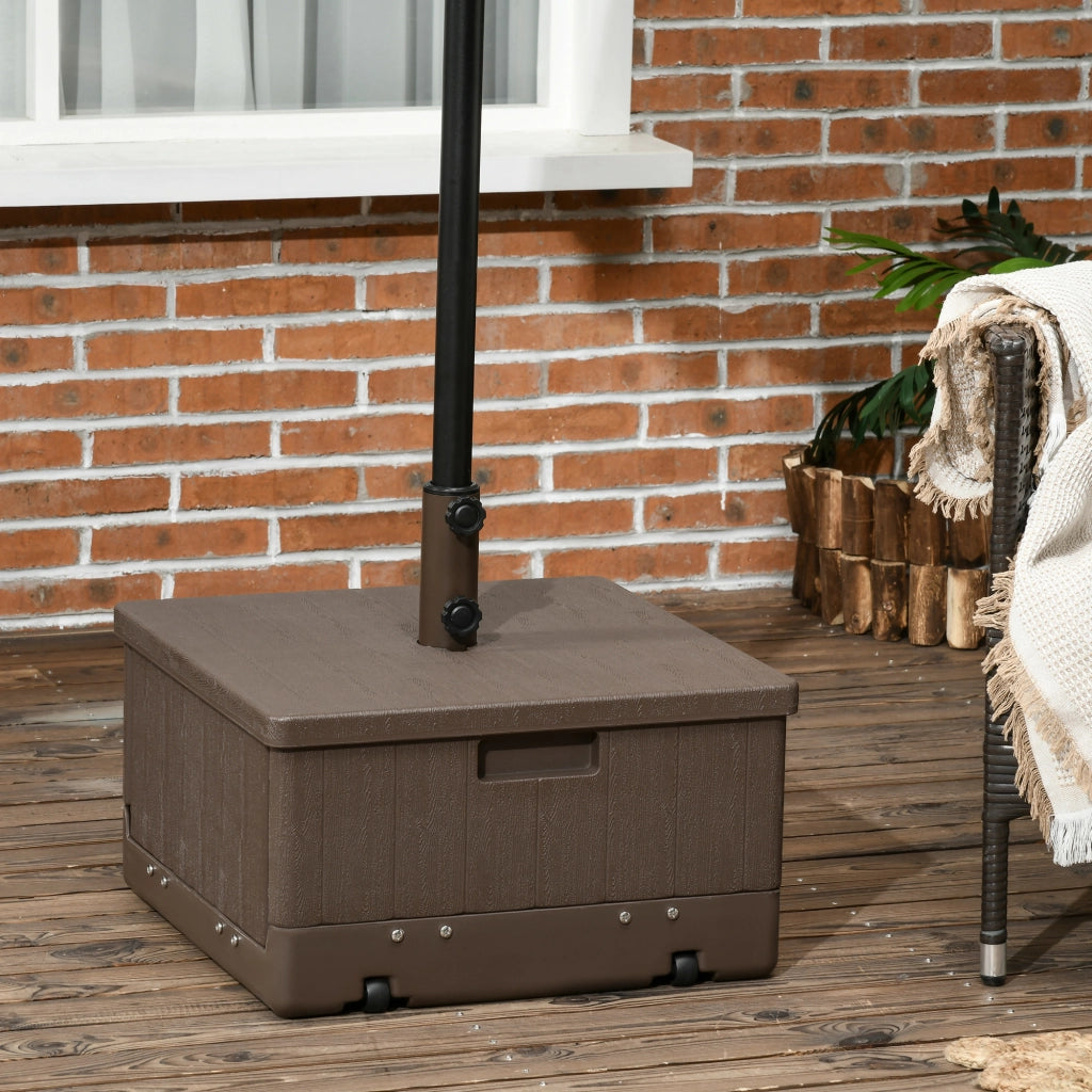 Base per Parasole con Ruote e Portavasi ¨C zephmum ¨C Marrone PE e Metallo