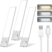 12 Pollici - Lampada di Sotto Cassetto, Sensore di Movimento, 1800mAh USB Ricaricabile, 3 Colori di Temperatura Regolabili Lampade LED, Adatto per Armadi, Cassettoni, Scale (3 Pack)