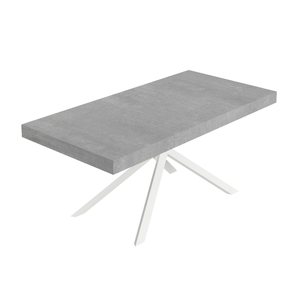 Tavolo allungabile 180/284x90 cm Niket cemento gambe bianche