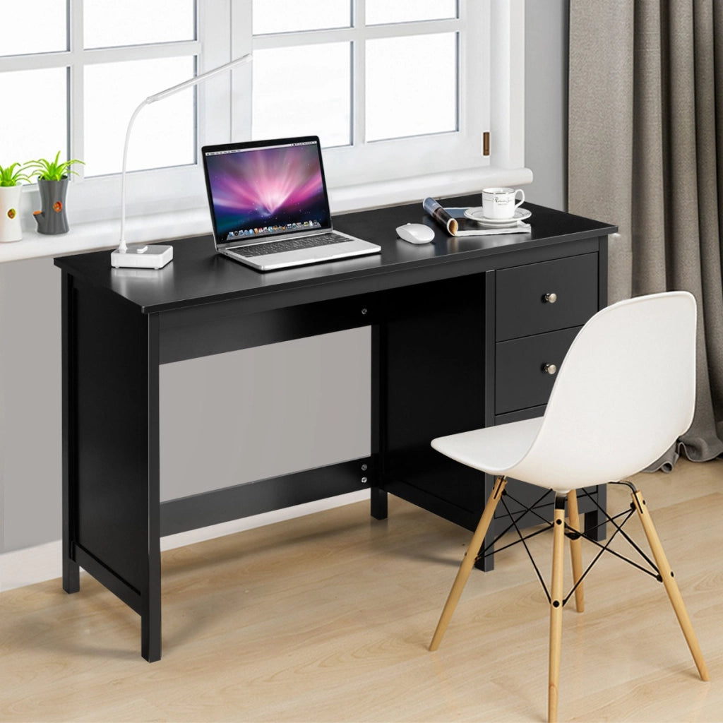 Scrivania per computer con 3 cassetti per casa studio ufficio, Tavolo per laptop con superficie spaziosa Nero
