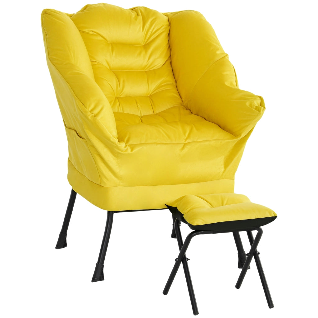 Poltrona con poggiapiedi ¨C zephmum ¨C giallo, tessuto