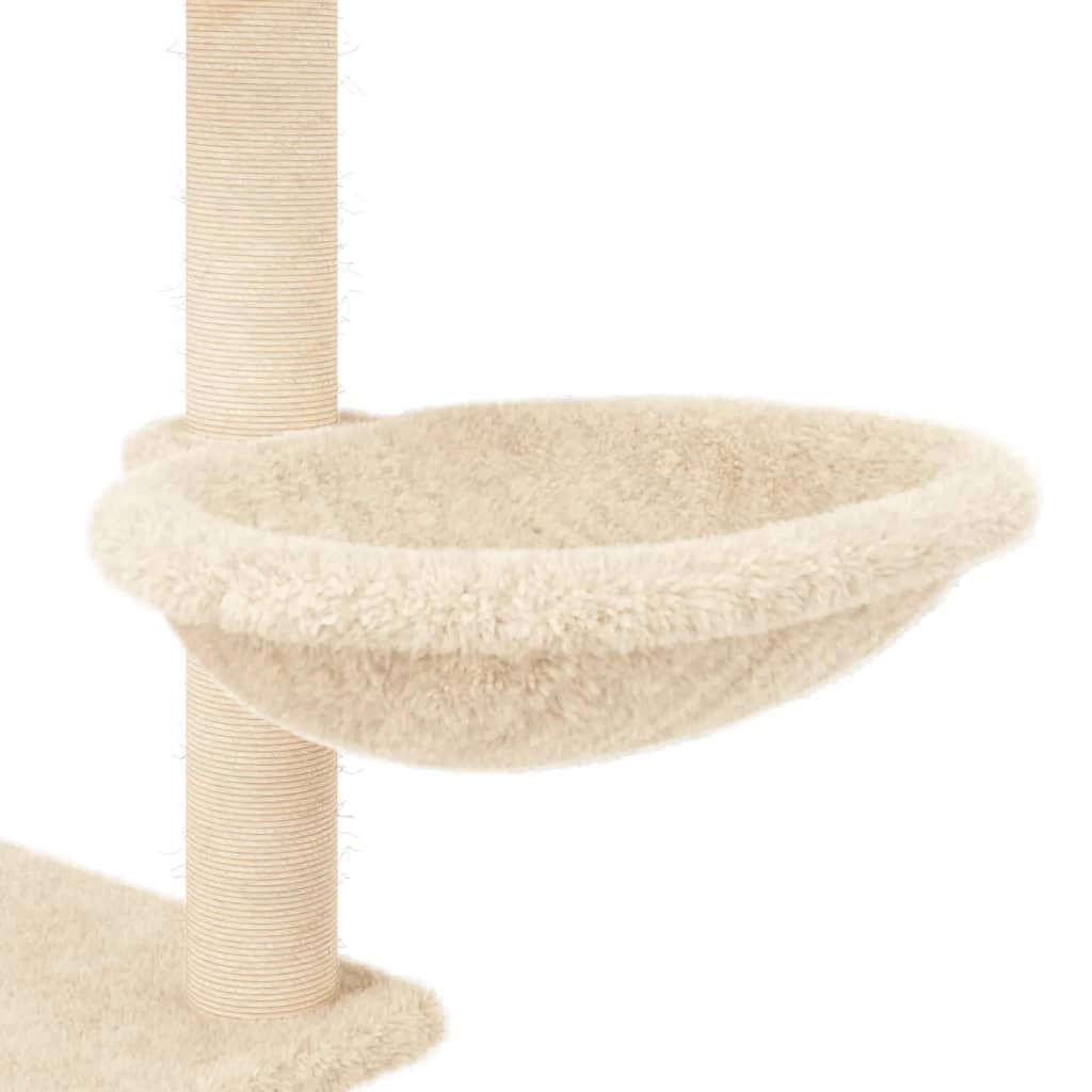 Tiragraffi per gatti torre per arrampicata giocattolo piattaforma per arrampicata con tiragraffi in sisal 153 cm crema 02_0022482