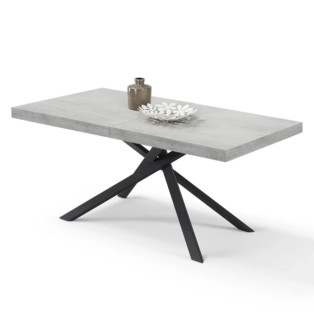 Tavolo consolle allungabile 160x90 CASSIOPEA 2 allungabile fino a 240 cm colore Cemento, 100% MADE IN ITALY, design moderno ideale per sala da pranzo, cucina e soggiorno
