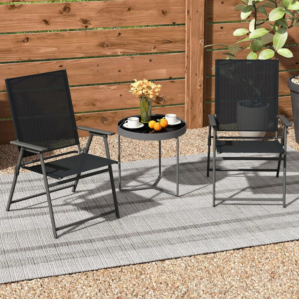 Sedie da giardino, pieghevoli portatili con braccioli, sedie da balcone con schienale ergonomico, sedie da campeggio fino a 150 kg, per esterni, resistenti alle intemperie, per giardino