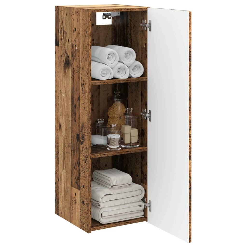 Mobiletto da Bagno a Muro Legno antico 33 x 34,5 x 60 cm 890540